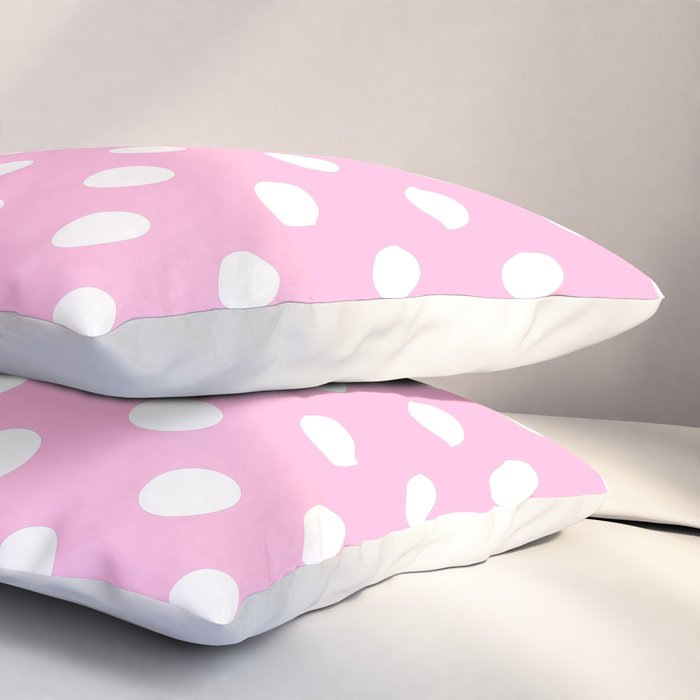 Polka Dots (White & Pink Pattern) Pillow Sham Gallery Image 3