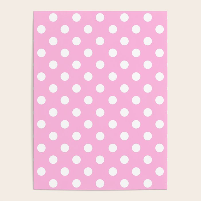 Polka Dots (White & Pink Pattern) Poster