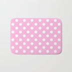 Polka Dots (White & Pink Pattern) Bath Mat Gallery Image 1
