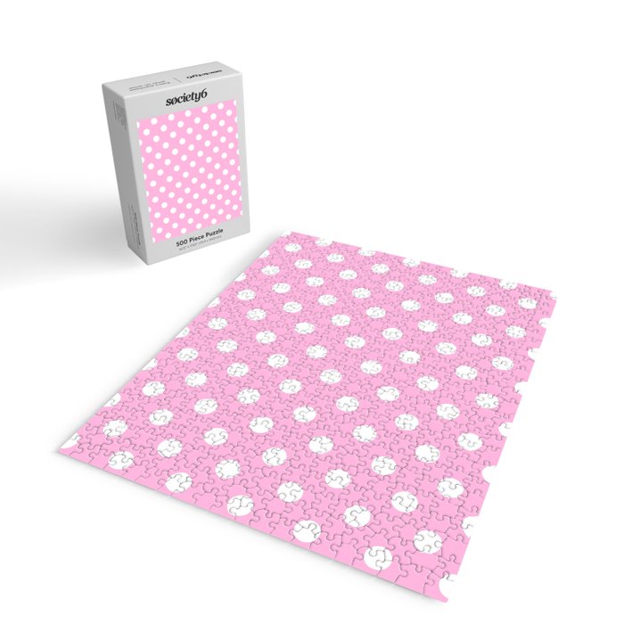 Polka Dots (White & Pink Pattern) Jigsaw Puzzle Gallery Image 2