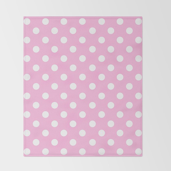 Polka Dots (White & Pink Pattern) Throw Blanket Gallery Image 2