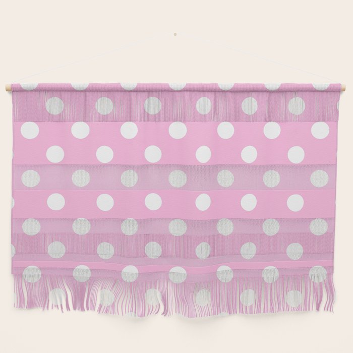 Polka Dots (White & Pink Pattern) Wall Hanging Gallery Image 1