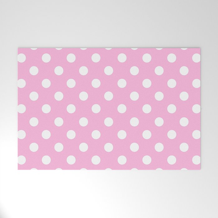 Polka Dots (White & Pink Pattern) Welcome Mat Gallery Image 1