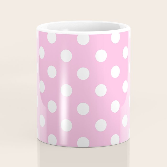 Polka Dots (White & Pink Pattern) Coffee Mug Gallery Image 4