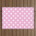 Polka Dots (White & Pink Pattern) Outdoor Rug Gallery Image 1