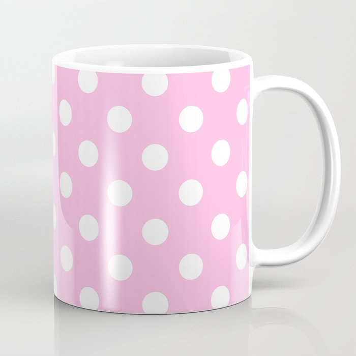 Polka Dots (White & Pink Pattern) Coffee Mug Gallery Image 1