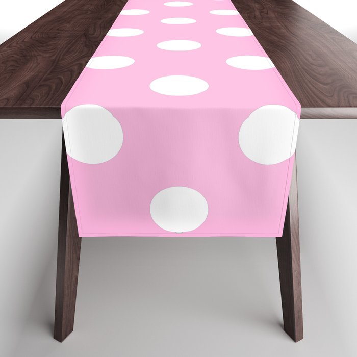 Polka Dots (White & Pink Pattern) Table Runner Gallery Image 1