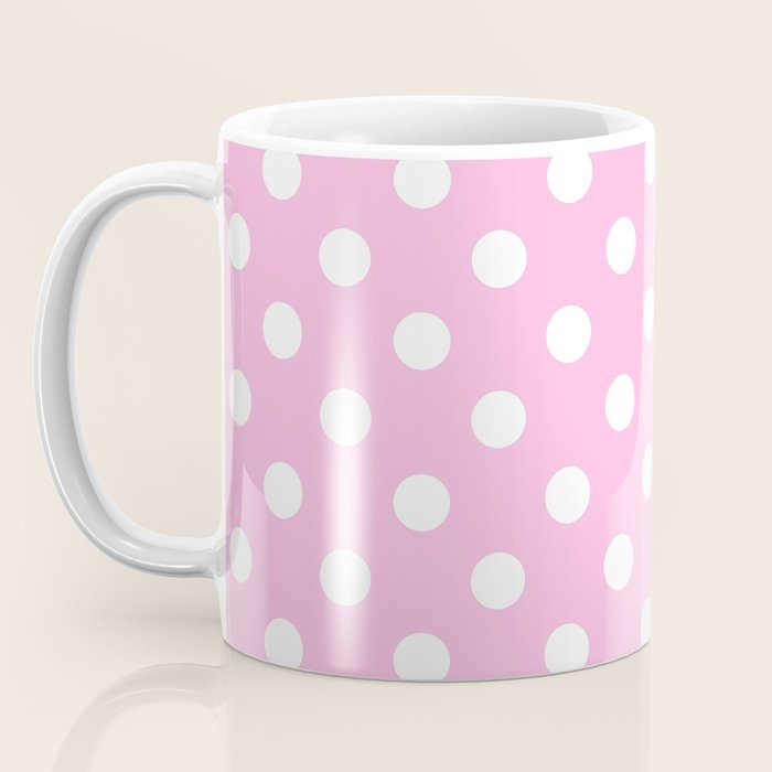Polka Dots (White & Pink Pattern) Coffee Mug Gallery Image 3