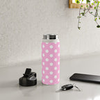 Polka Dots (White & Pink Pattern) Water Bottle Gallery Image 4