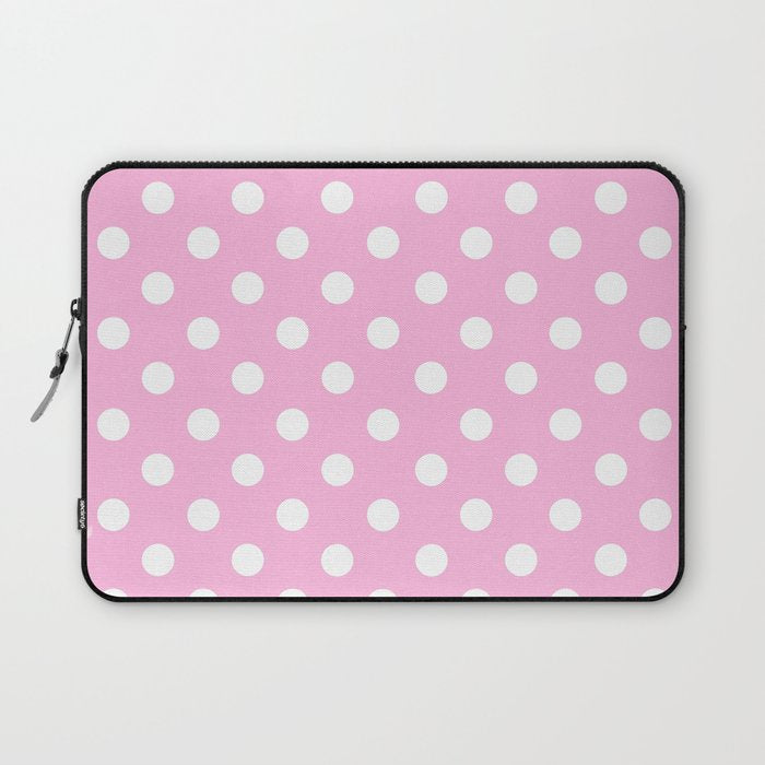 Polka Dots (White & Pink Pattern) Laptop Sleeve Gallery Image 1