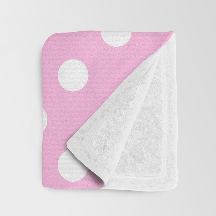 Polka Dots (White & Pink Pattern) Throw Blanket Gallery Image 3