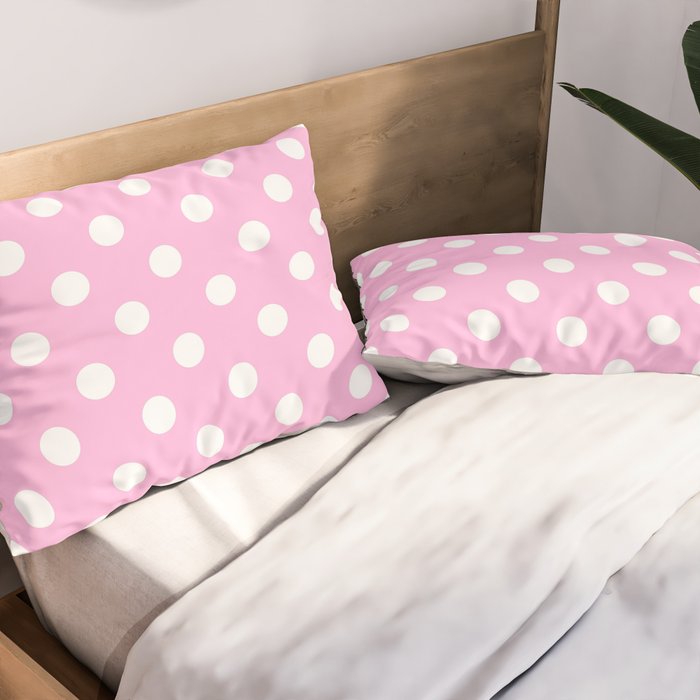 Polka Dots (White & Pink Pattern) Pillow Sham Gallery Image 2