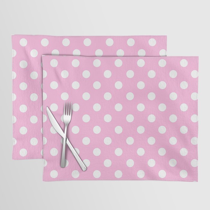 Polka Dots (White & Pink Pattern) Placemat Gallery Image 1