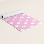 Polka Dots (White & Pink Pattern) Yoga Mat Gallery Image 2