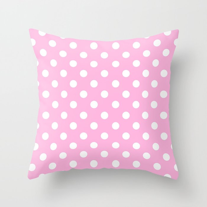 Polka Dots (White & Pink Pattern) Throw Pillow Gallery Image 1