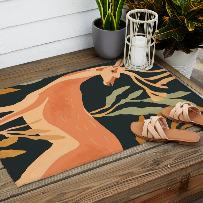 Minimal Abstract Art Deer Outdoor Rug Gallery Image 2