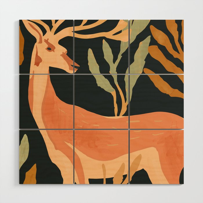 Minimal Abstract Art Deer Wood Wall Art Gallery Image 1