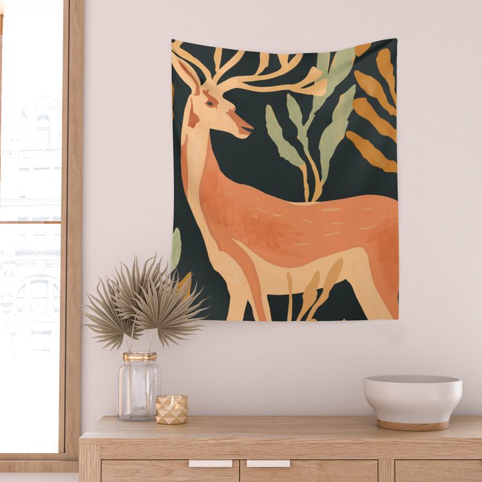 Minimal Abstract Art Deer Wall Tapestry Gallery Image 2
