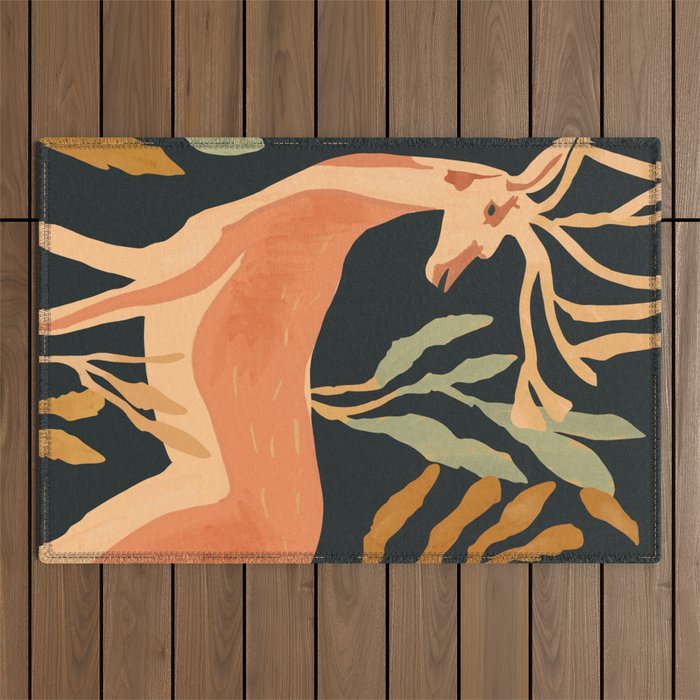 Minimal Abstract Art Deer Outdoor Rug Gallery Image 1