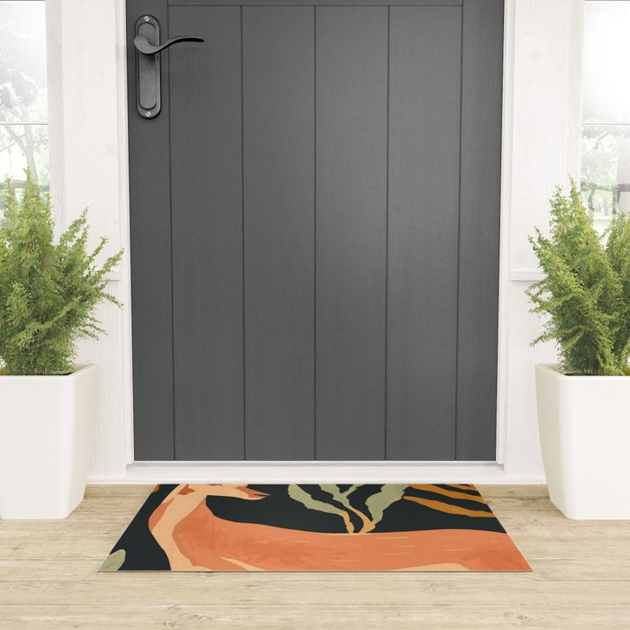 Minimal Abstract Art Deer Welcome Mat Gallery Image 3