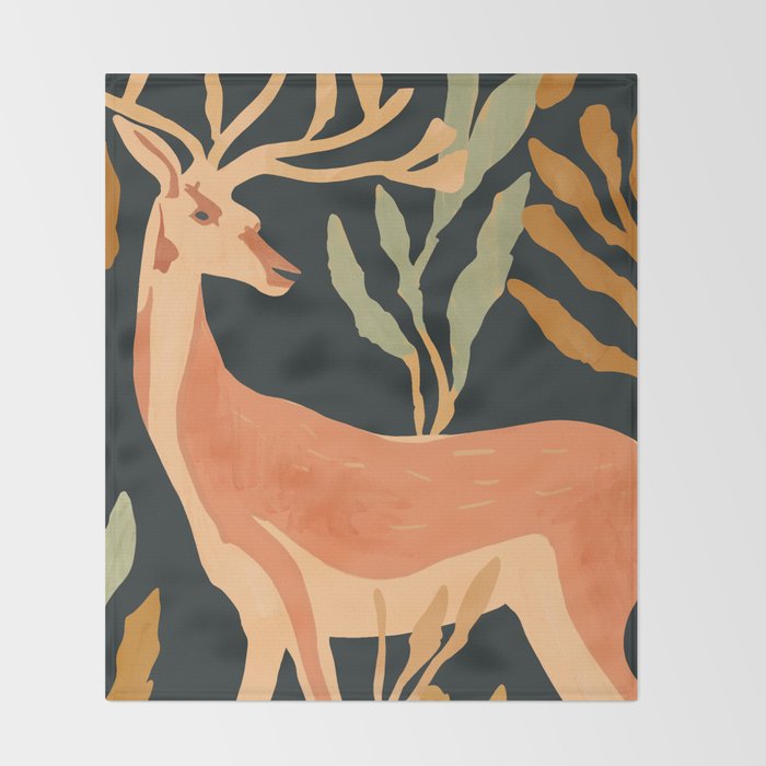 Minimal Abstract Art Deer Throw Blanket Gallery Image 2