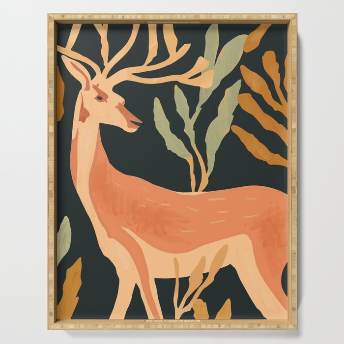 Minimal Abstract Art Deer Serving Tray Gallery Image 1