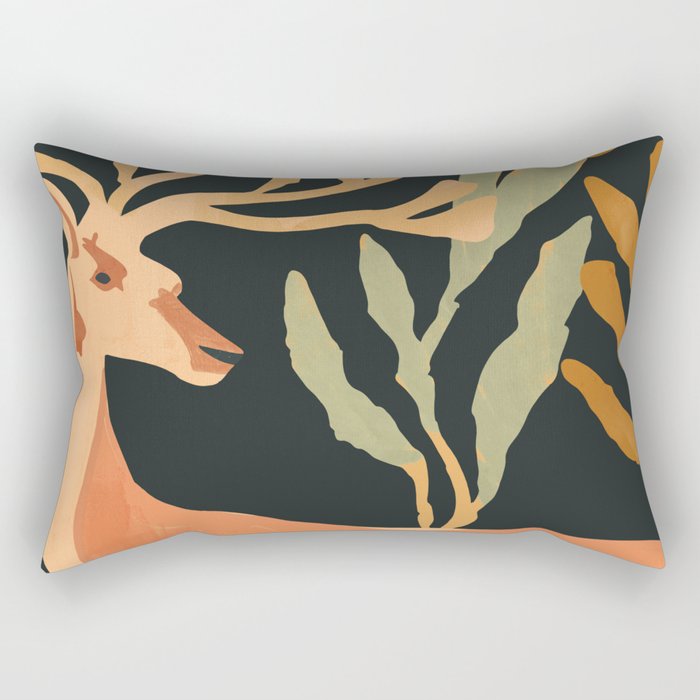 Minimal Abstract Art Deer Rectangular Pillow Gallery Image 1