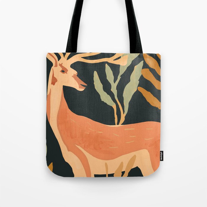 Minimal Abstract Art Deer Tote Bag Gallery Image 1