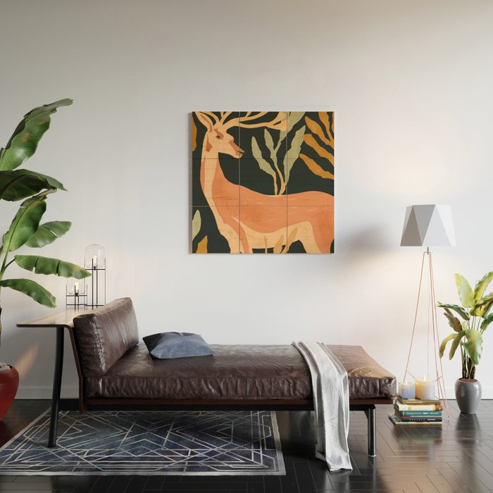 Minimal Abstract Art Deer Wood Wall Art Gallery Image 2