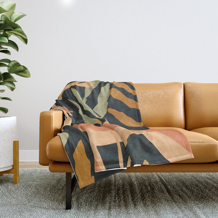 Minimal Abstract Art Deer Throw Blanket Gallery Image 1
