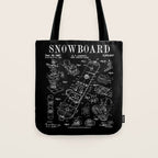 Snowboard Winter Snowboarding Vintage Patent Drawing Print Tote Bag Gallery Image 1