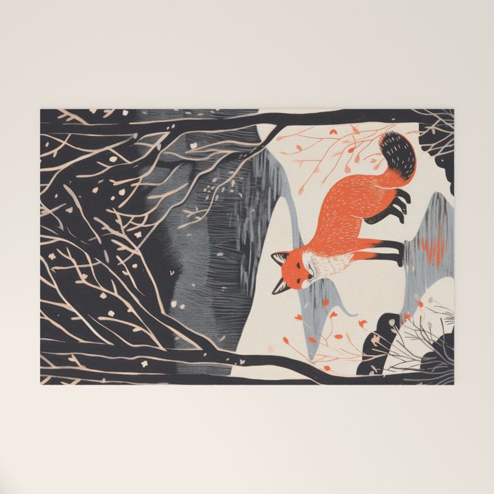 Winter River Fox Welcome Mat Gallery Image 1