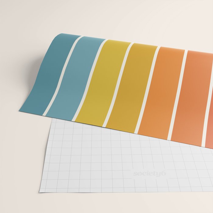 Gradient Arch X Bright Rainbow Mid Century Modern Rainbow Wrapping Paper Gallery Image 2