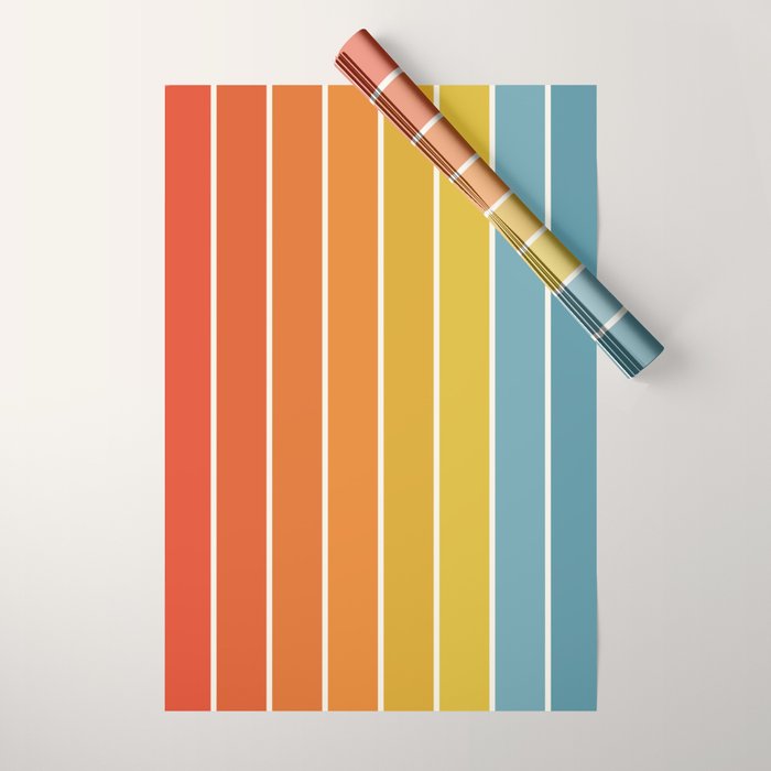 Gradient Arch X Bright Rainbow Mid Century Modern Rainbow Wrapping Paper Gallery Image 1