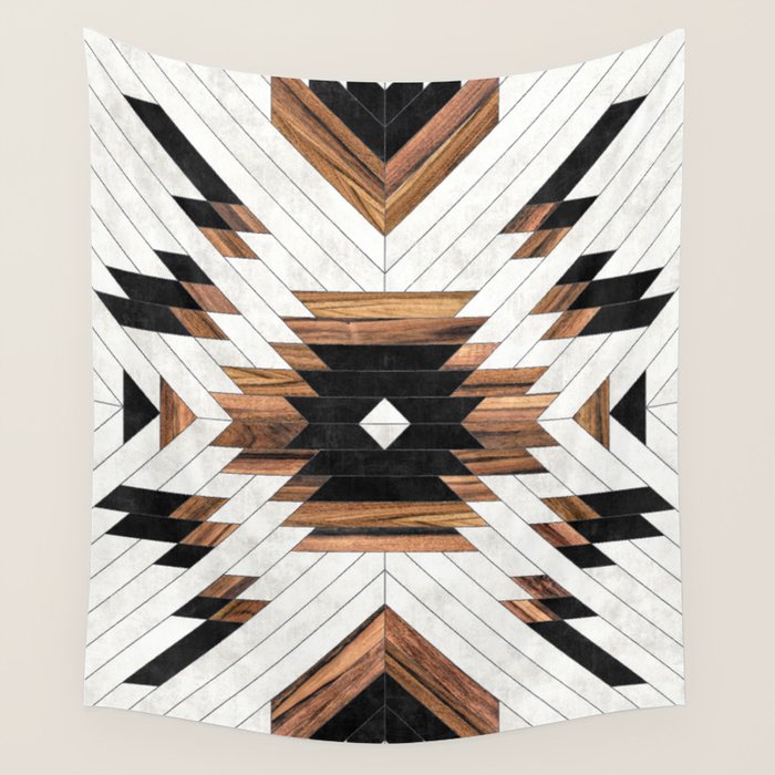 Urban Tribal Pattern No.5 - Aztec - Concrete and Wood Wall Tapestry Gallery Image 4