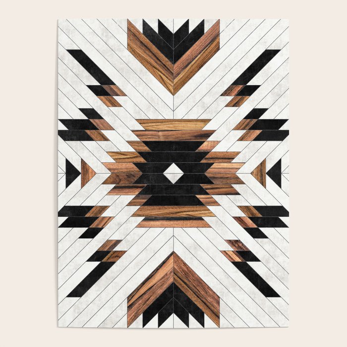 Urban Tribal Pattern No.5 - Aztec - Concrete and Wood Poster Gallery Image 1