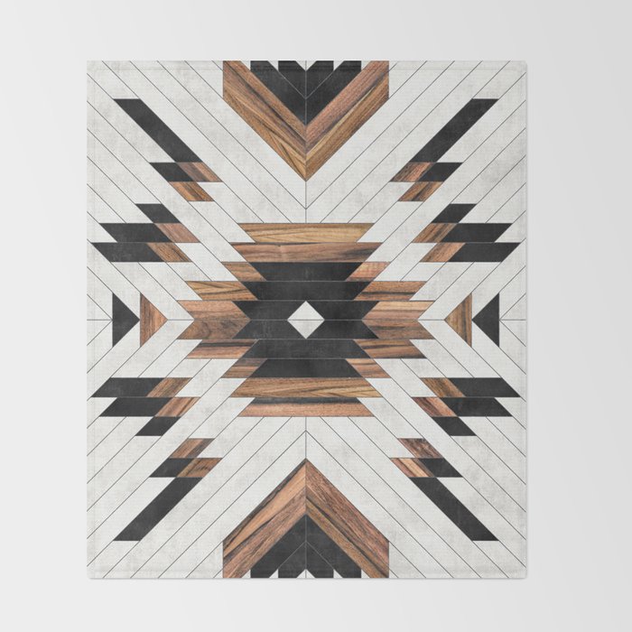 Urban Tribal Pattern No.5 - Aztec - Concrete and Wood Throw Blanket Gallery Image 2