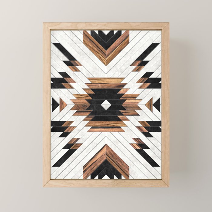 Urban Tribal Pattern No.5 - Aztec - Concrete and Wood Mini Art Print Gallery Image 1