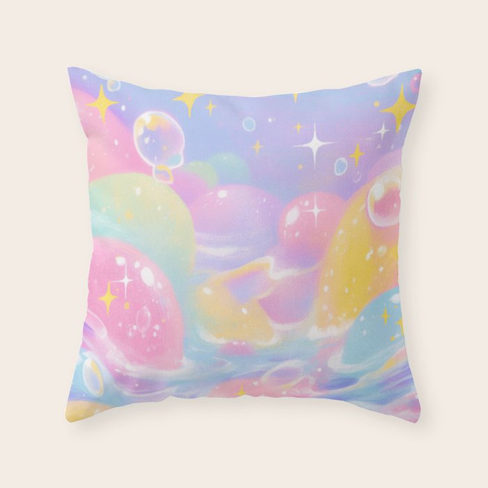 Pastel Cosmic Jelly Landscape Throw Pillow Gallery Image 6