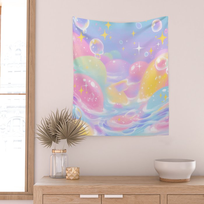 Pastel Cosmic Jelly Landscape Wall Tapestry Gallery Image 2