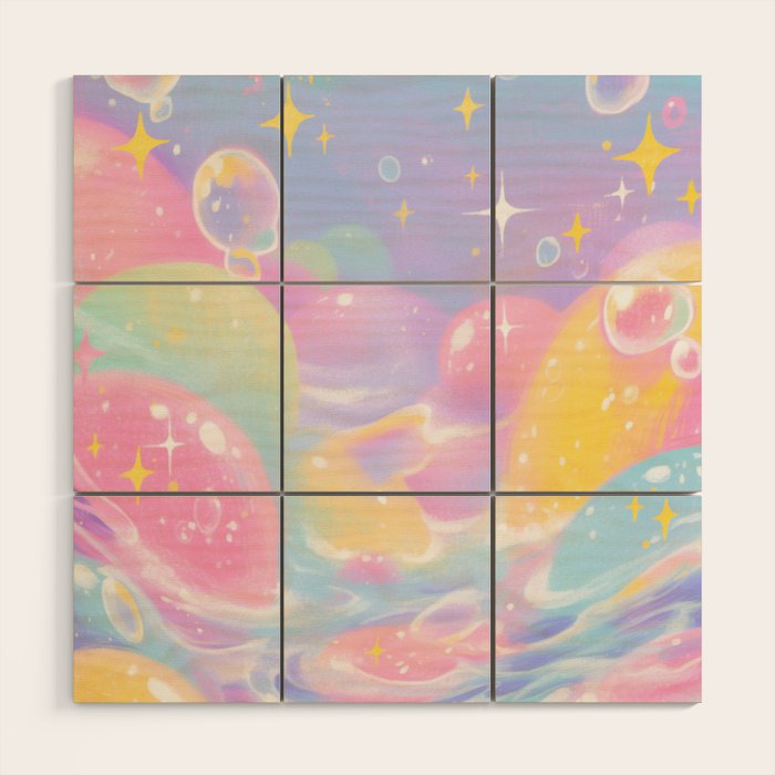 Pastel Cosmic Jelly Landscape Wood Wall Art Gallery Image 1