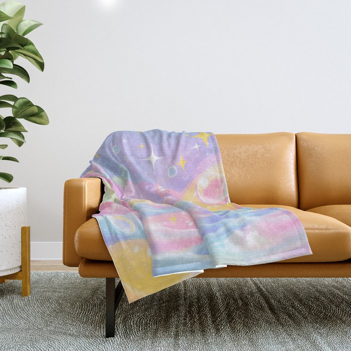 Pastel Cosmic Jelly Landscape Throw Blanket Gallery Image 1