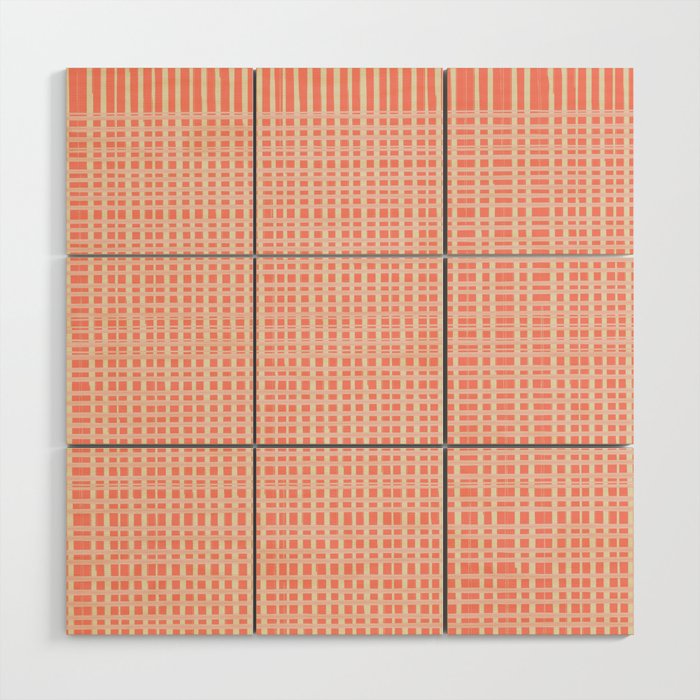 Abstract Stripes in Coral Wood Wall Art Gallery Image 1