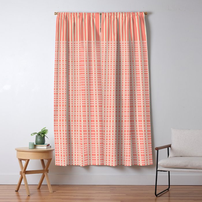 Abstract Stripes in Coral Window Curtain Gallery Image 5