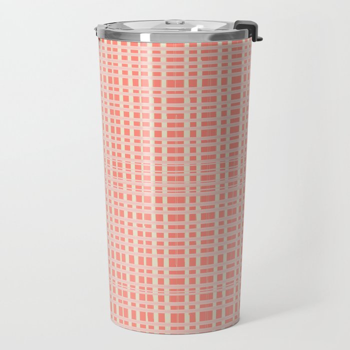 Abstract Stripes in Coral Travel Mug Gallery Image 2