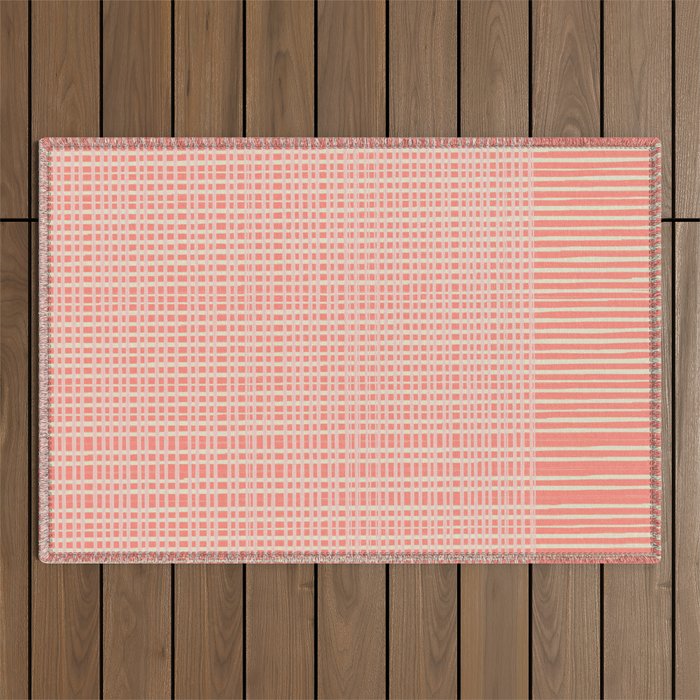 Abstract Stripes in Coral Outdoor Rug Gallery Image 1