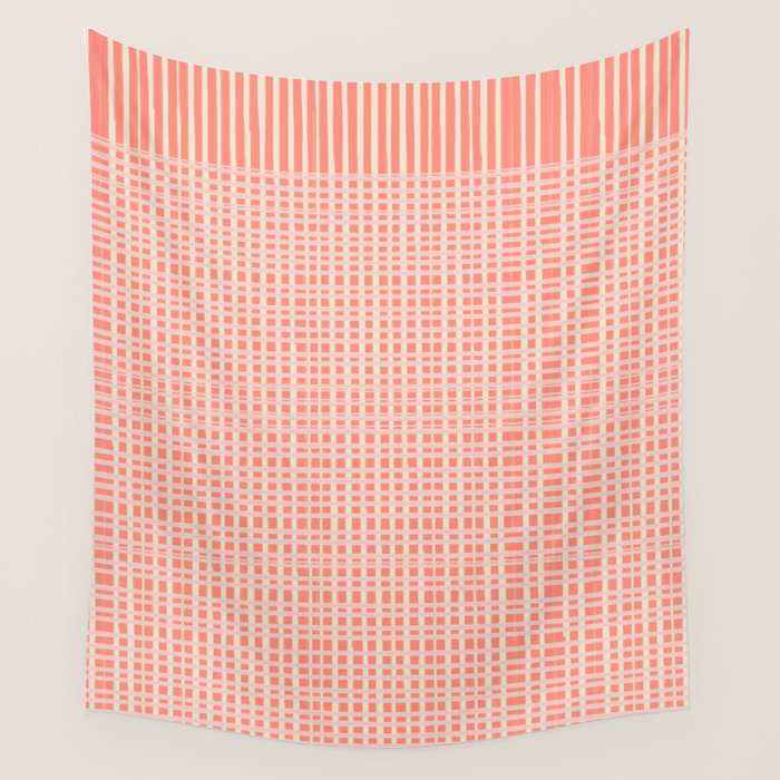 Abstract Stripes in Coral Wall Tapestry Gallery Image 1