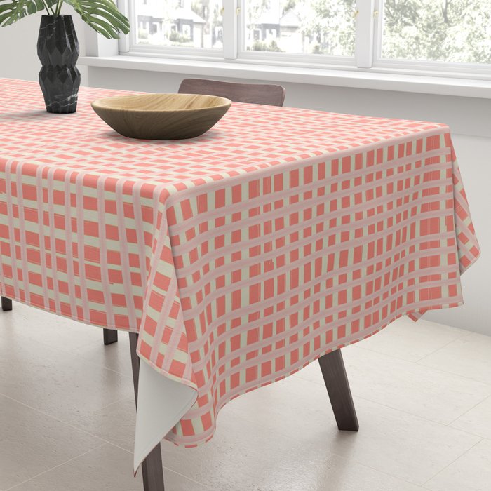 Abstract Stripes in Coral Tablecloth Gallery Image 3