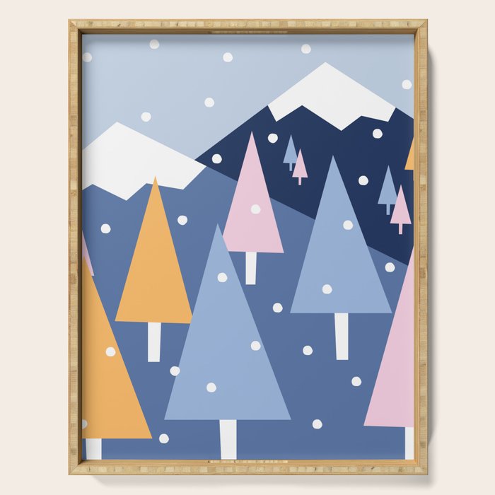 Snowy mountains and trees Serving Tray Gallery Image 1