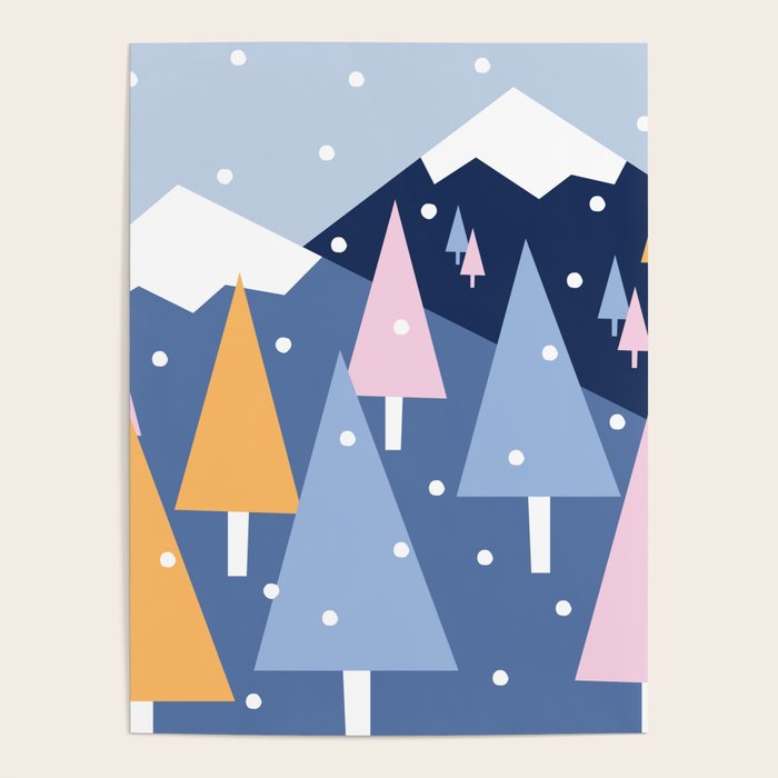 Snowy mountains and trees Poster Gallery Image 4